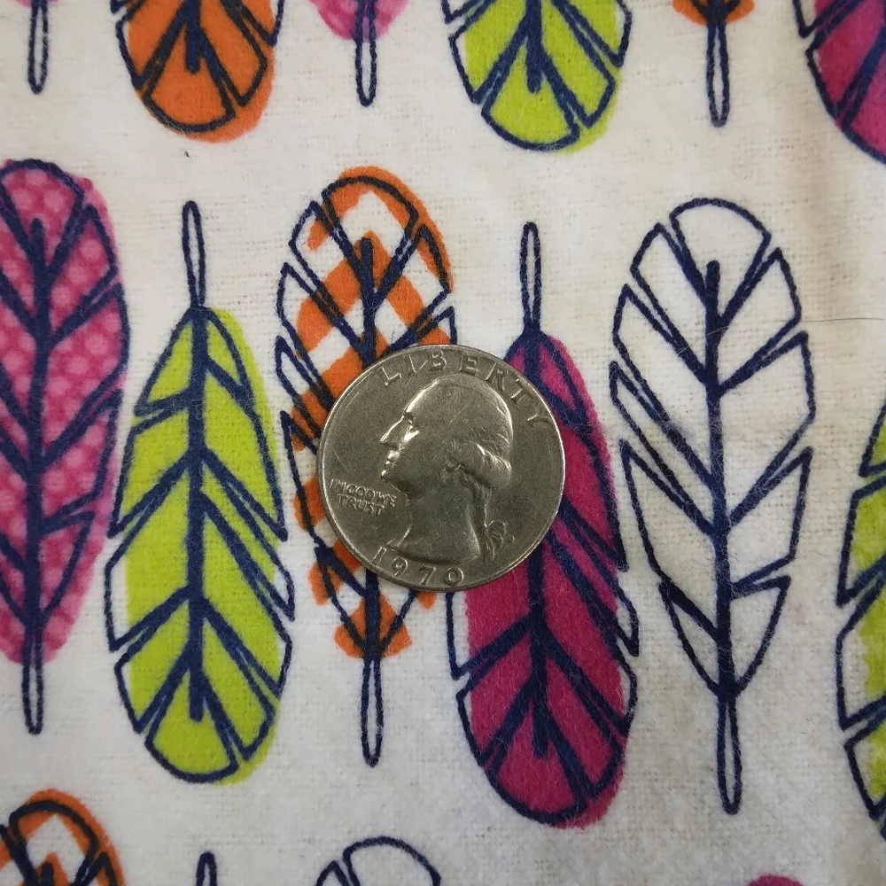 FABRIC Colorful Feather Print Fabric by Joann flannel 100% Cotton